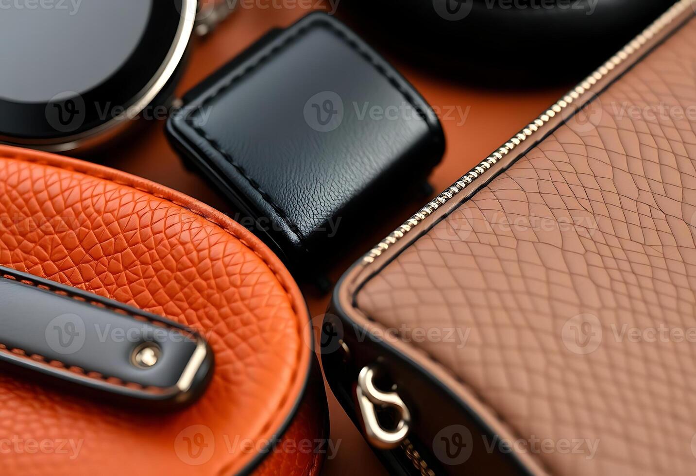 close up of a cell phone and a wallet photo
