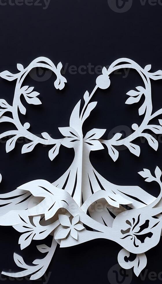 paper cut out of a tree with leaves photo