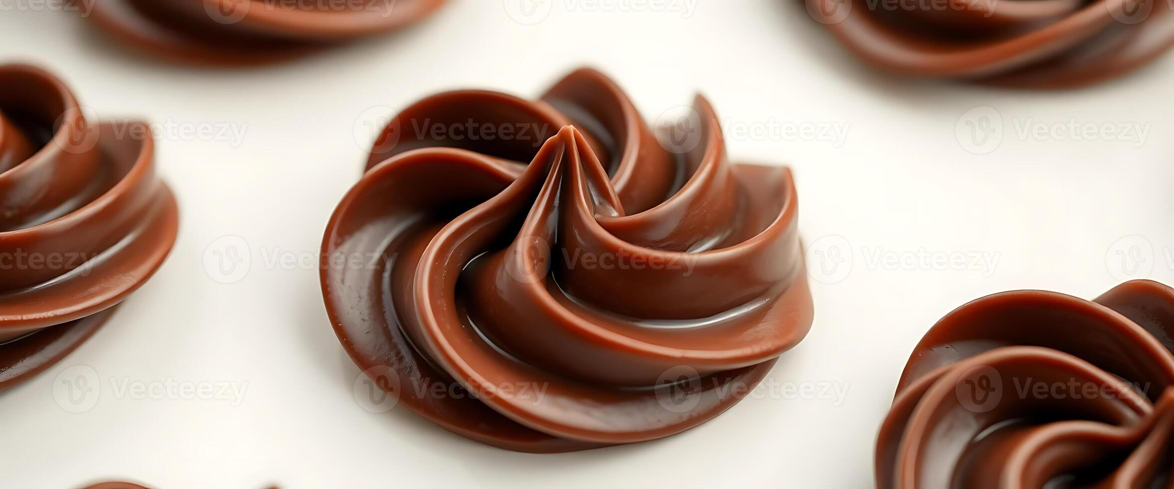 close up of chocolate swirls on a white surface photo
