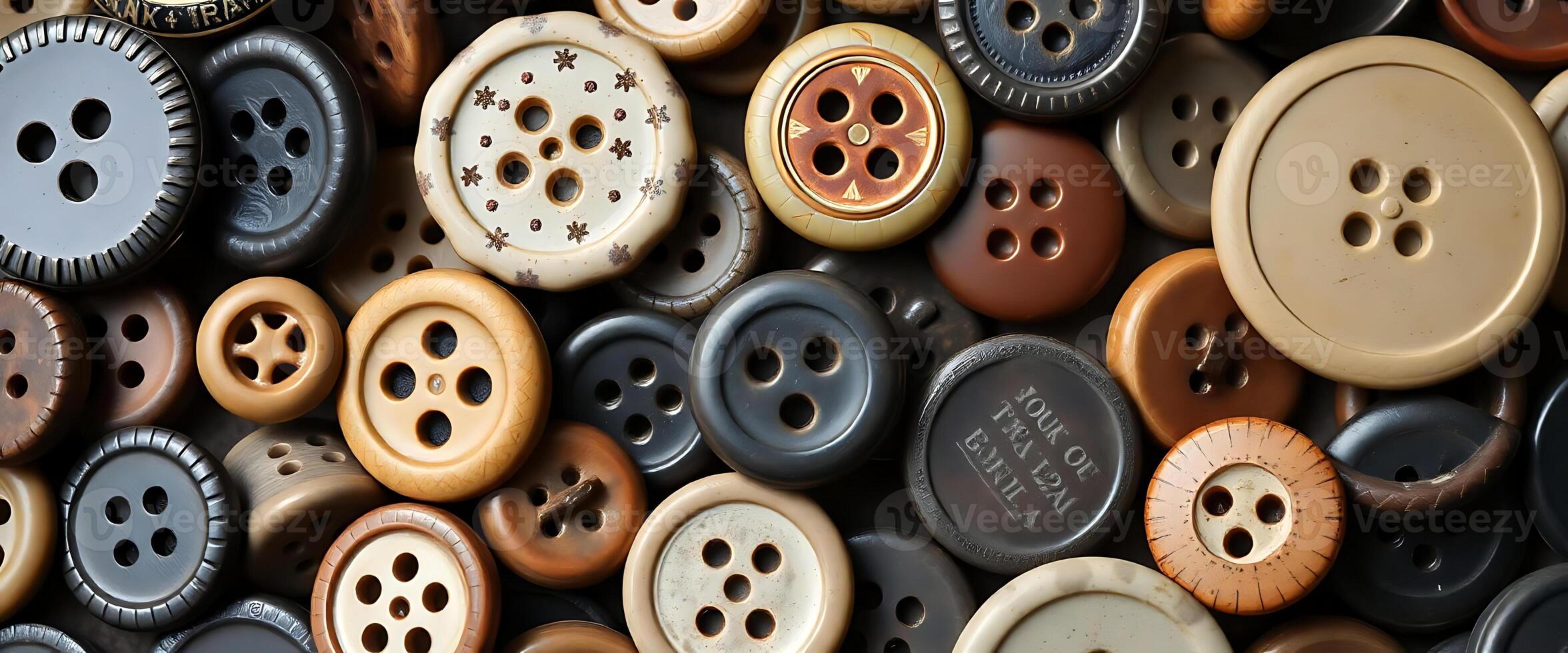 pile of different colored buttons sitting on top of each other photo