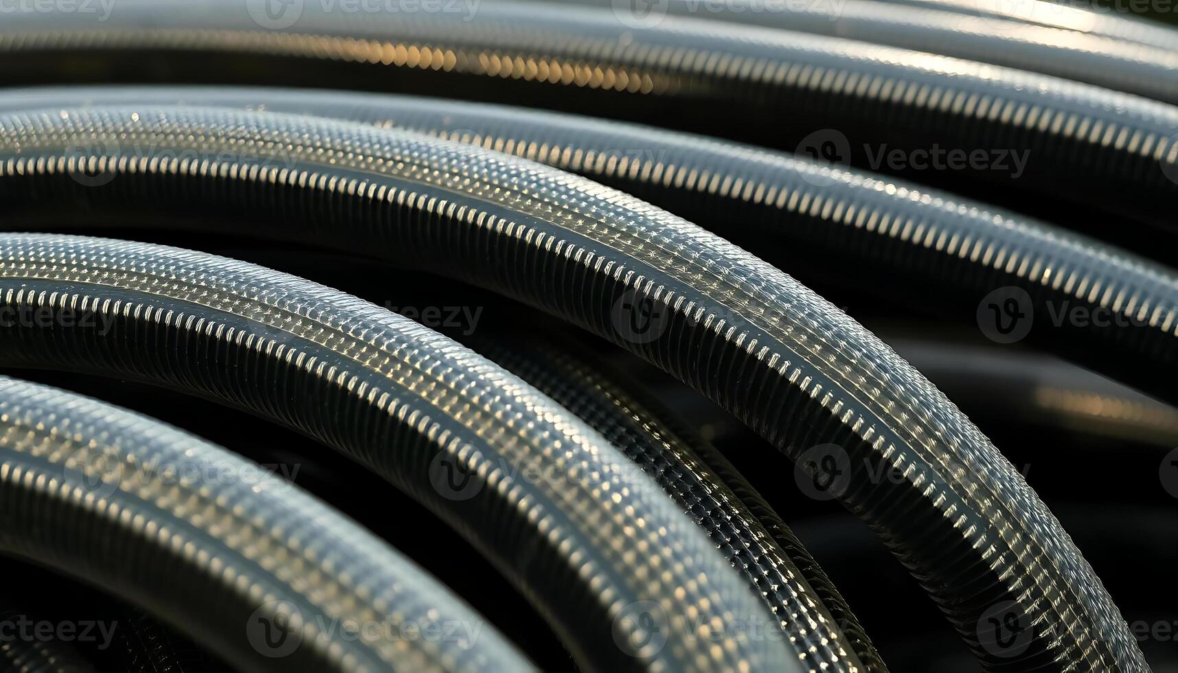 close up of a bunch of black hoses photo