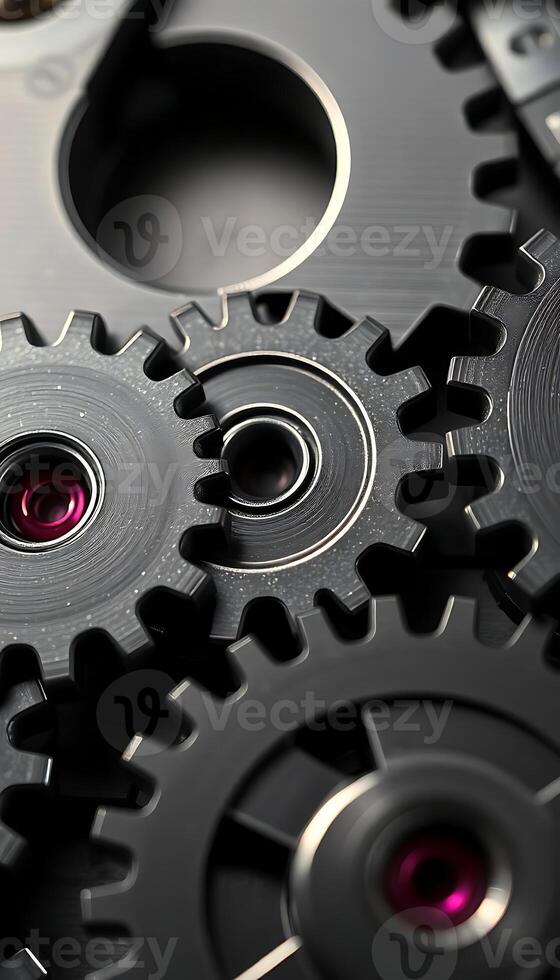 close up of some metal gears on a table photo