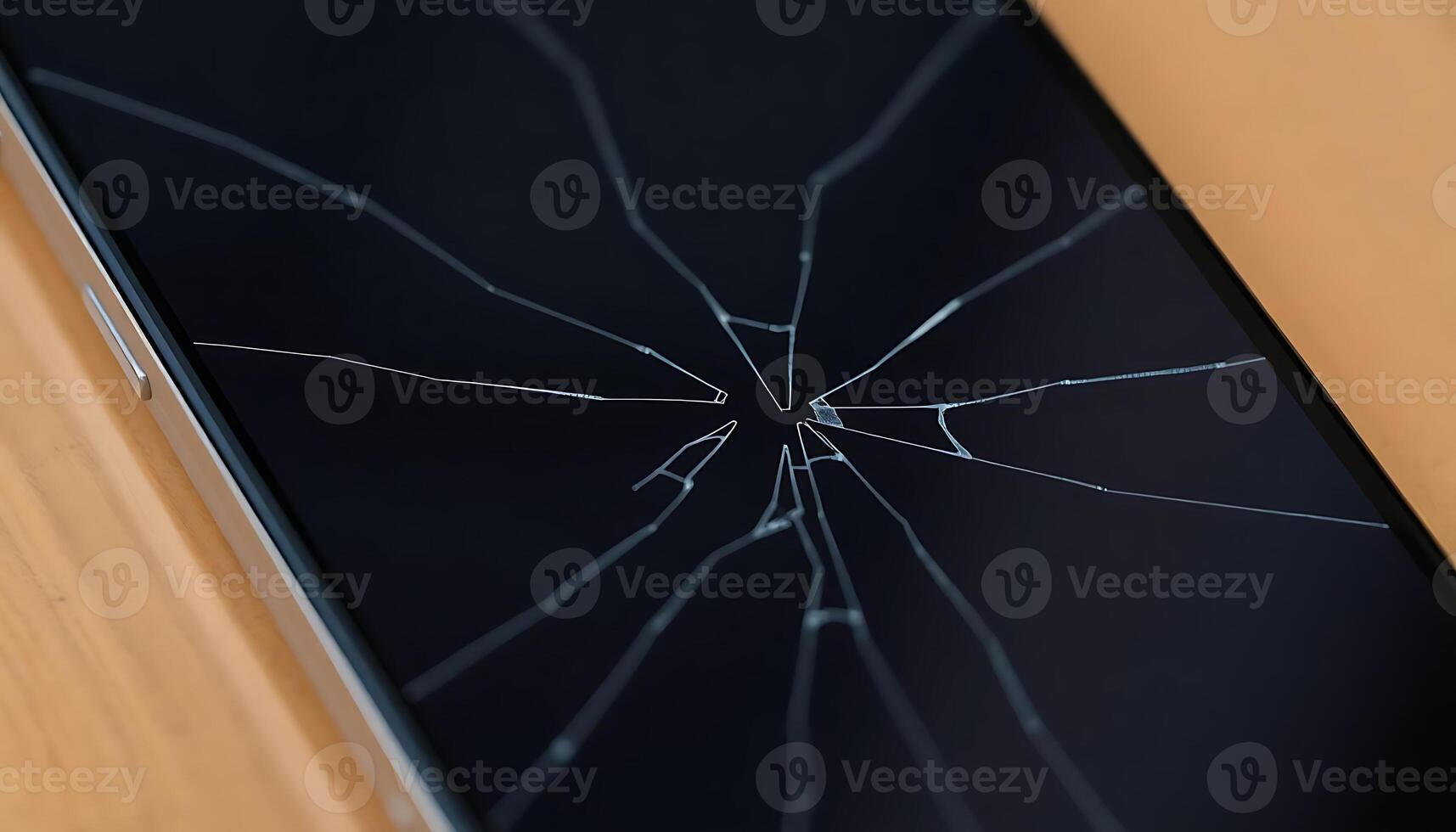 close up of a cell phone with a broken screen photo