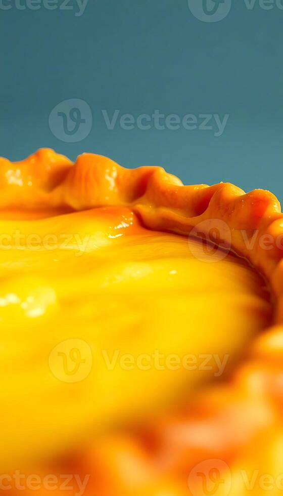 close up of a pie with a blue background photo