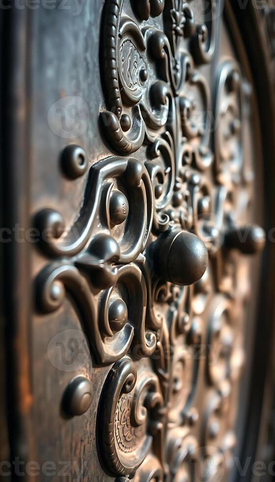 close up of a door with a decorative design photo