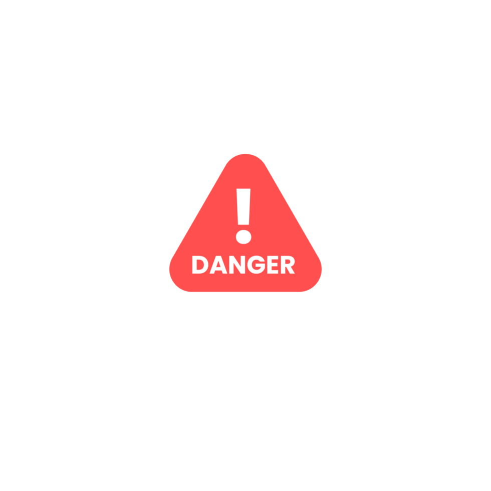 A warning message represented by a white envelope with a red danger symbol, depicting an email threat or cyber risk. png