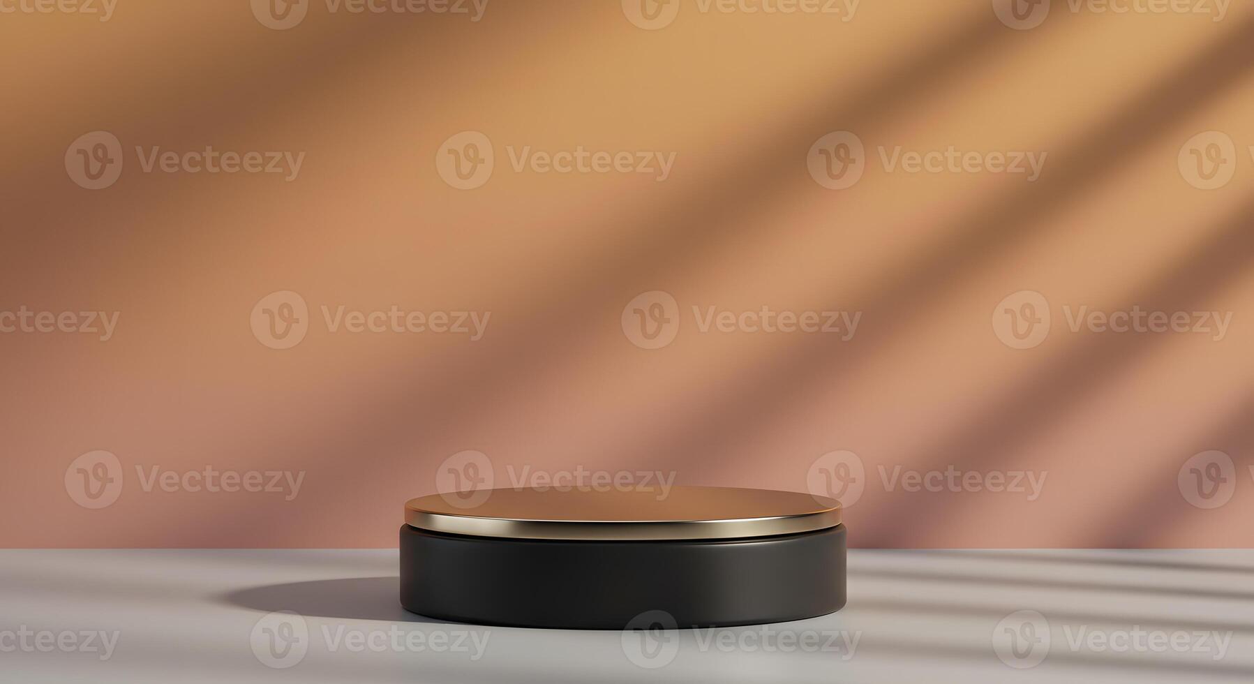 A black and gold container sitting on a table photo