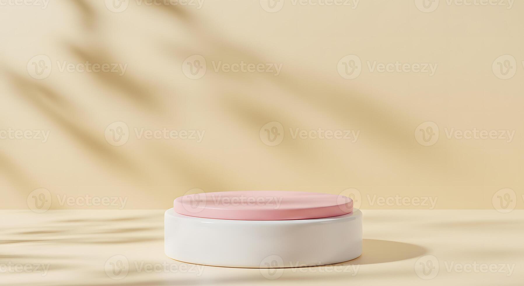 A white container with a pink lid sitting on a yellow surface photo