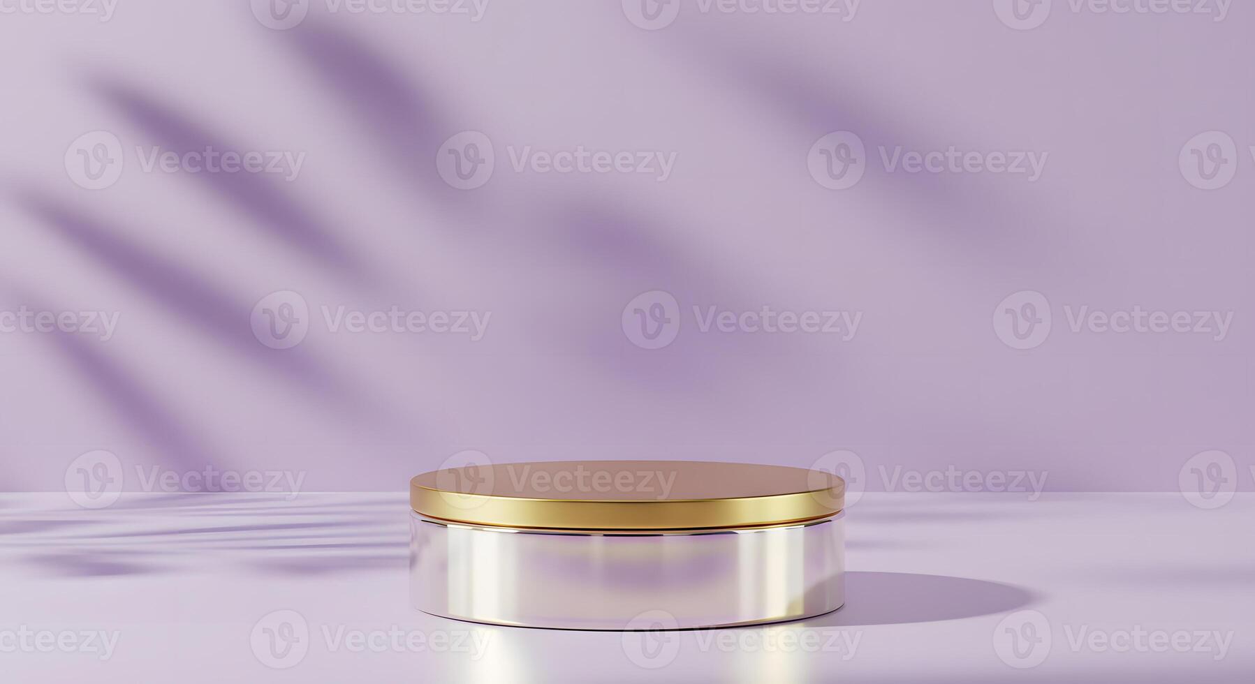 Golden jar with lid on purple background photo