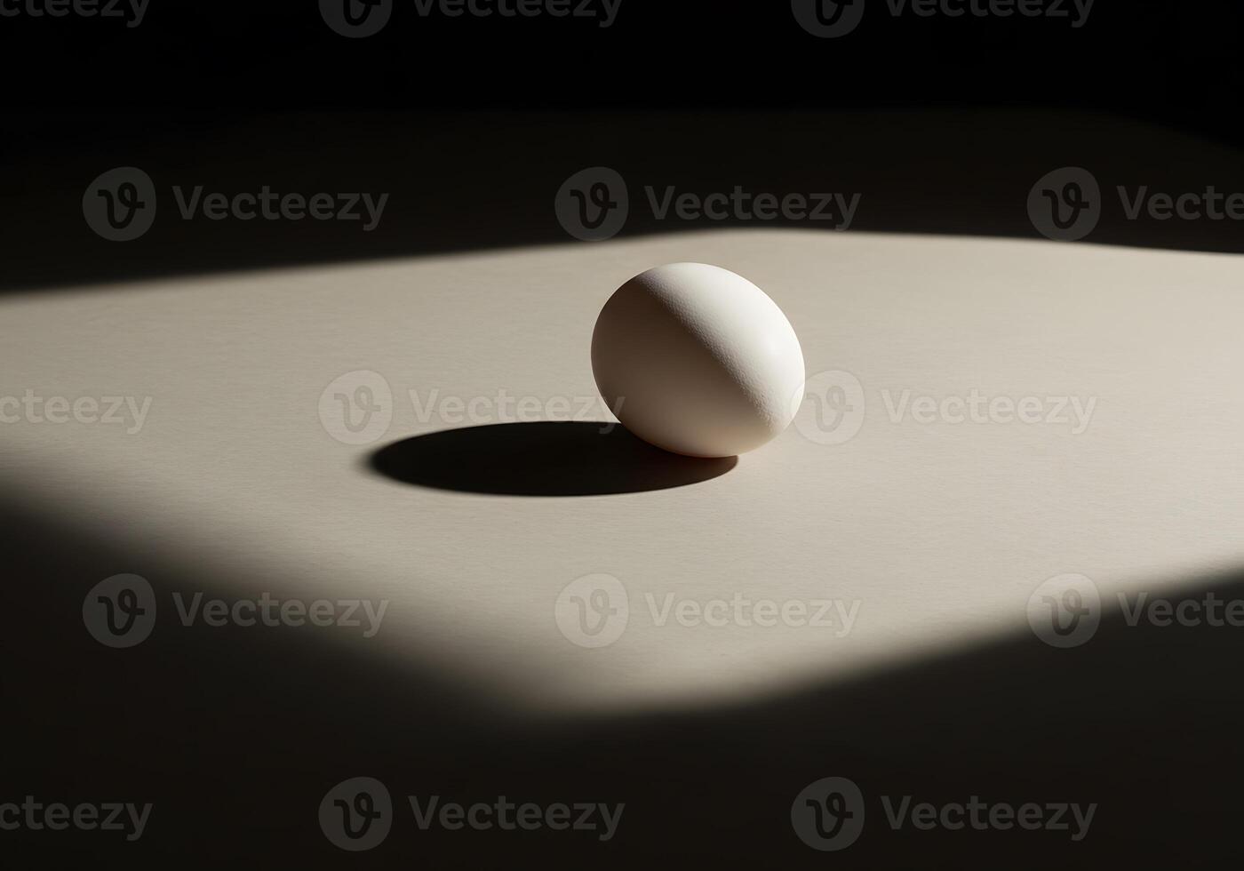 An egg sitting on a table with a shadow photo