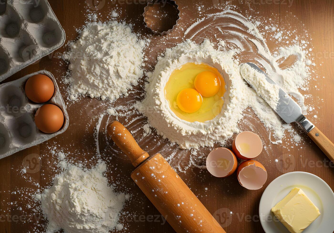 Ingredients for baking on a table photo