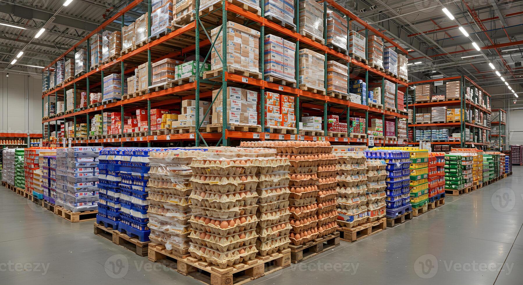 A large warehouse with lots of shelves and boxes photo