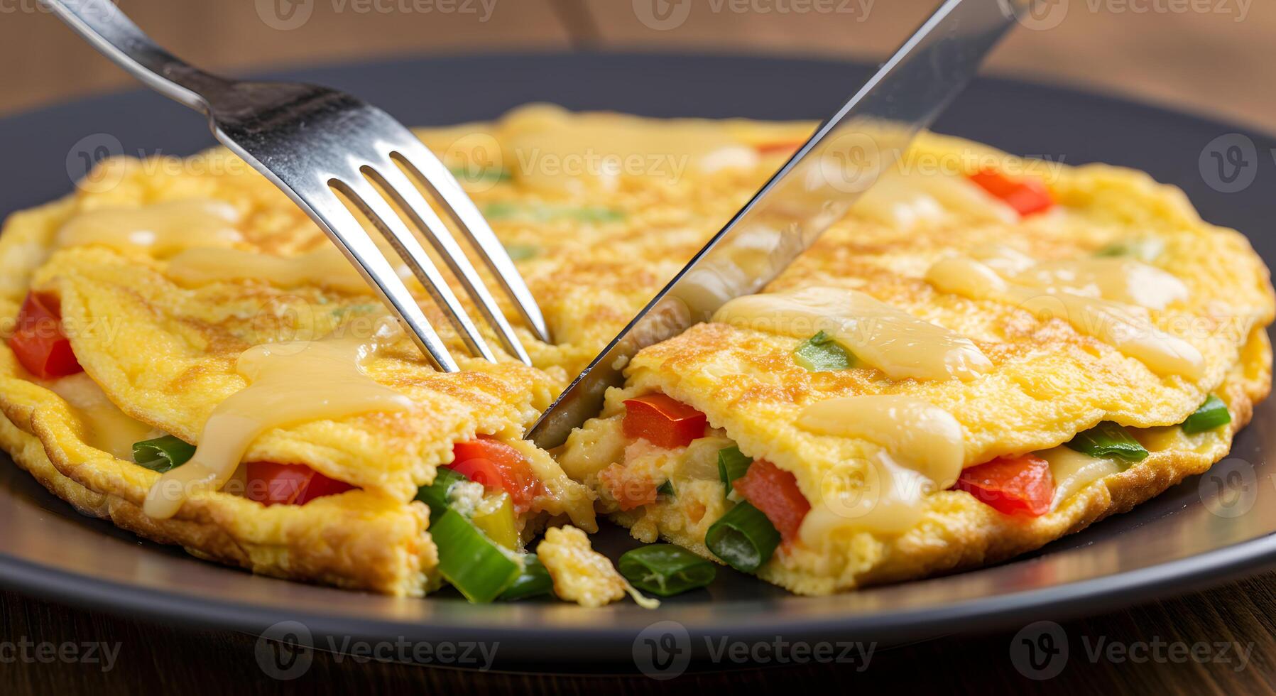 A fork is in the middle of a plate of food photo