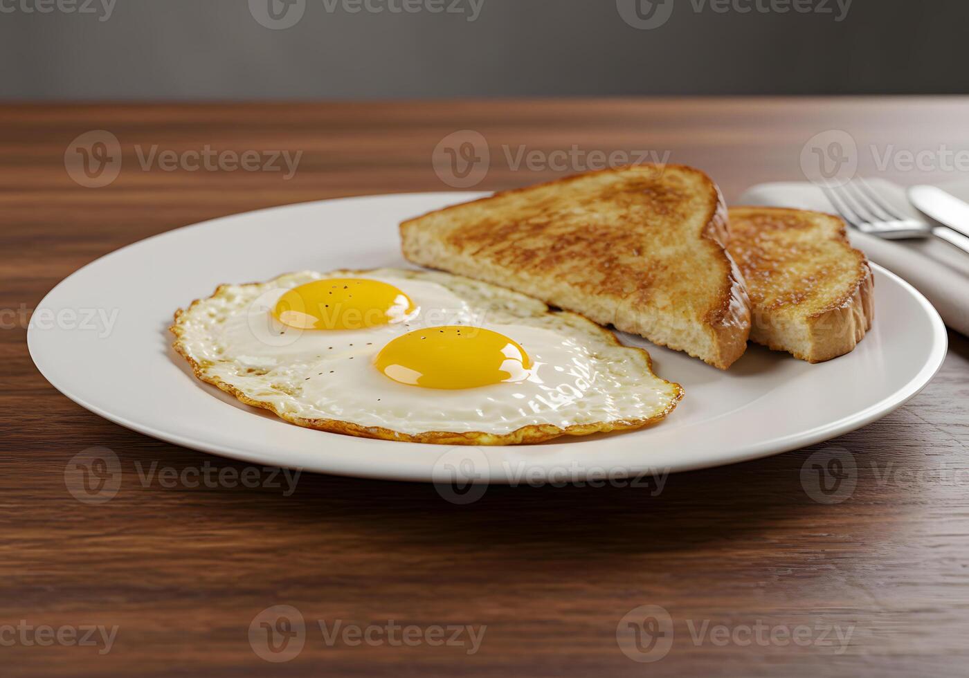 A plate with toast and eggs on it photo
