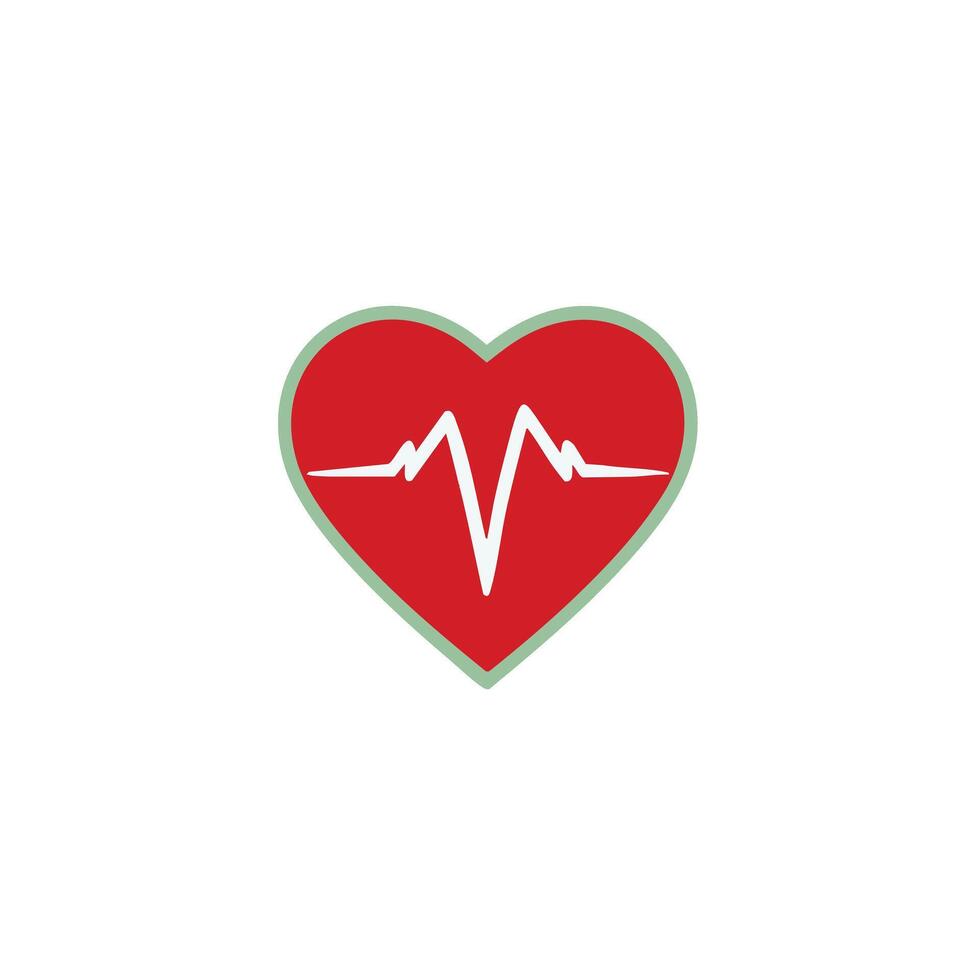 Minimal heart heartbeat line red with white accent cardiology and medical art vector