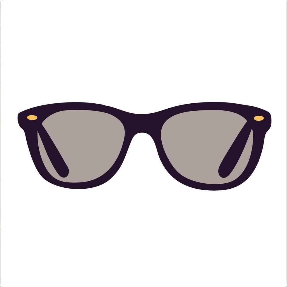 Pair of glasses dark purple silhouette gold accent detail flat minimal bold silhouette health wellness vector