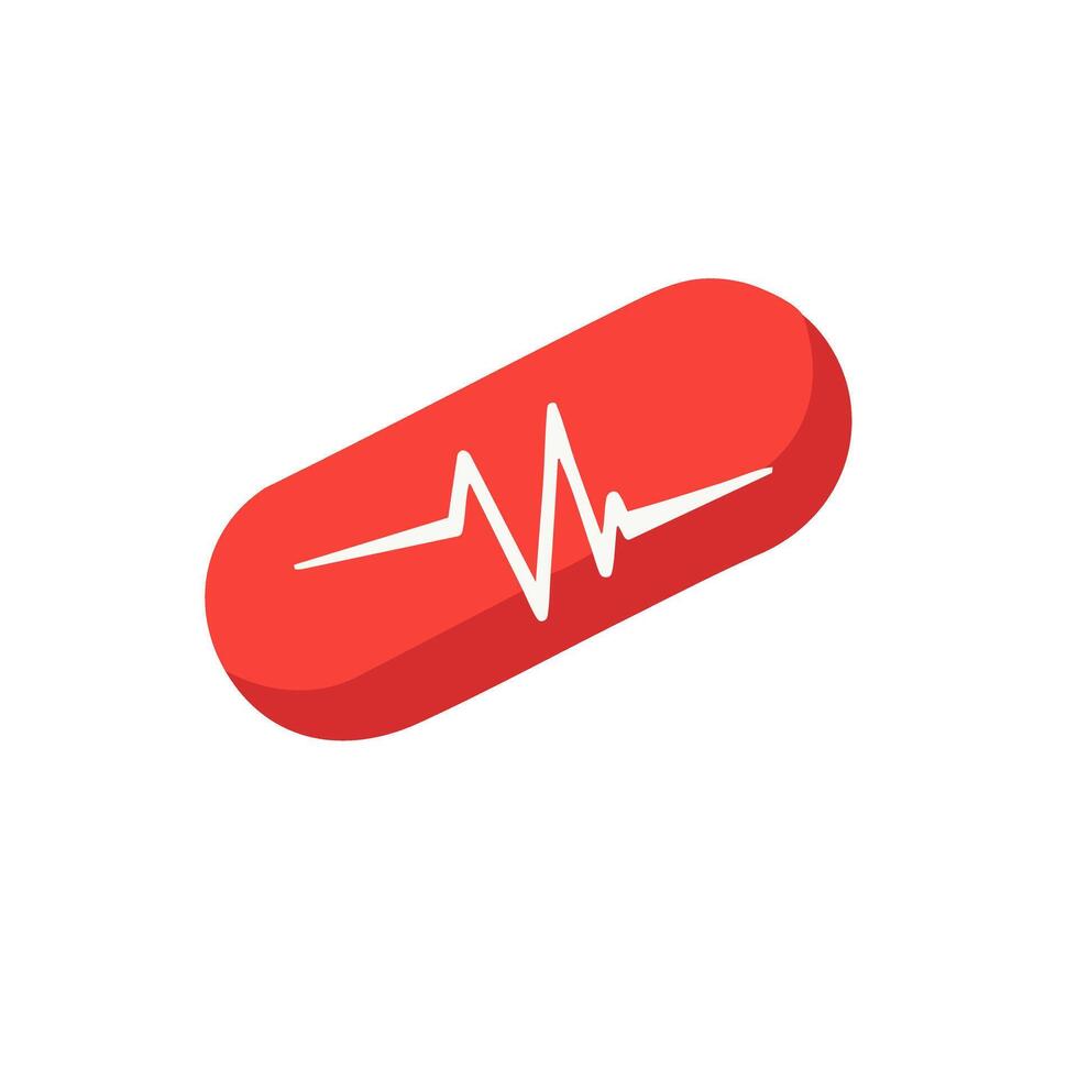 Minimal medical pill heartbeat red silhouette with white accent healthcare and wellness design vector