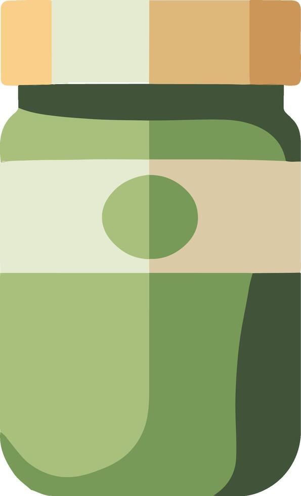 Flat minimal bold silhouette of plant based protein powder green silhouette with a light brown accent detail health wellness vector