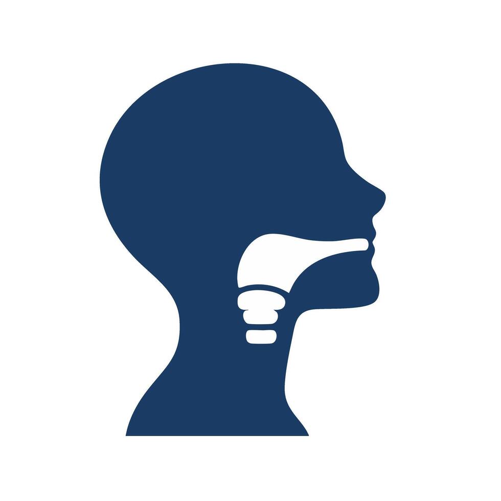 Sketch of deep breathing exercise blue silhouette with a soft white accent detail health wellness vector