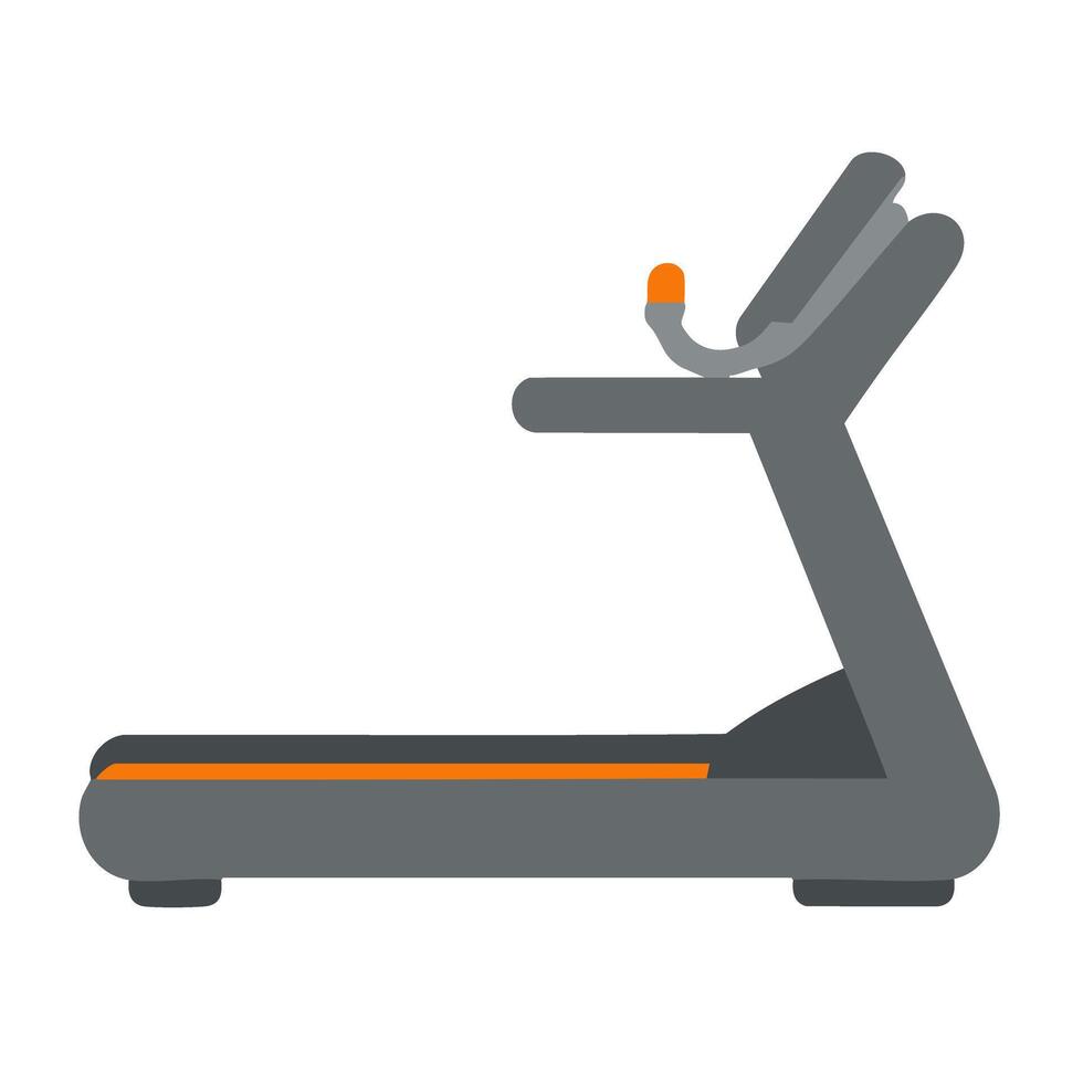 Treadmill gray silhouette orange accent detail flat minimal bold silhouette health wellness vector