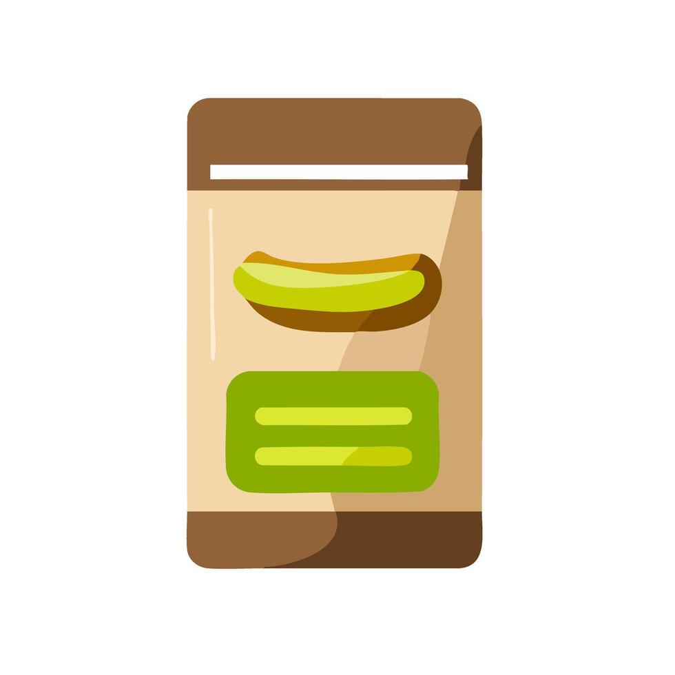 Illustration of healthy snack pack brown silhouette with a green accent detail health wellness vector