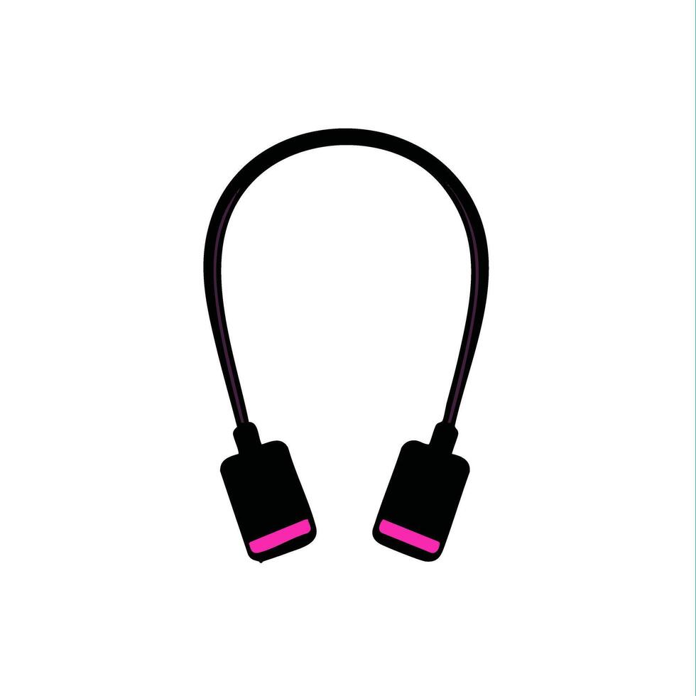 Athletic jump rope black silhouette neon pink accent detail flat minimal bold silhouette health wellness vector