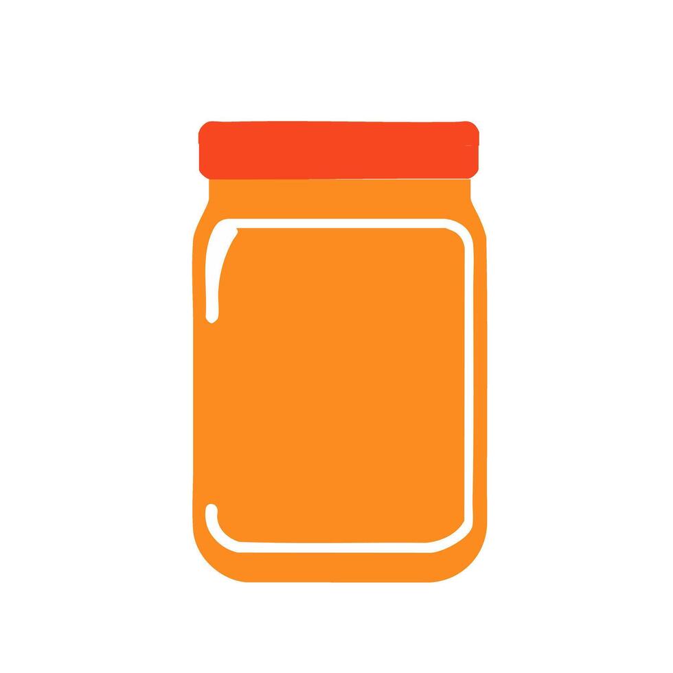 Nutritious smoothie jar orange silhouette red accent detail flat minimal bold silhouette health wellness vector