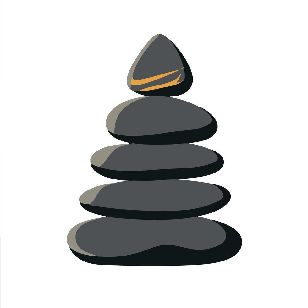 Of calm zen stone stack dark gray silhouette with a golden accent detail health wellness vector