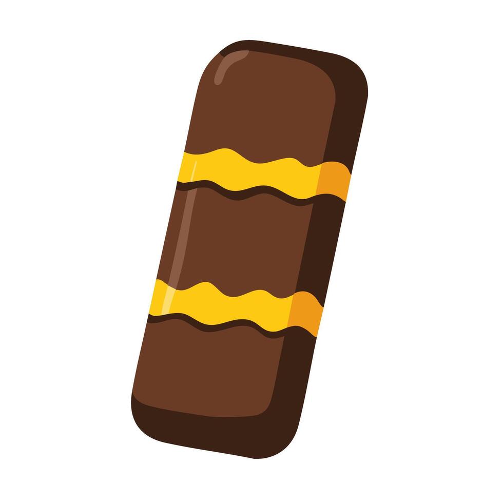 Representation of protein bar brown silhouette with a yellow accent detail health wellness vector