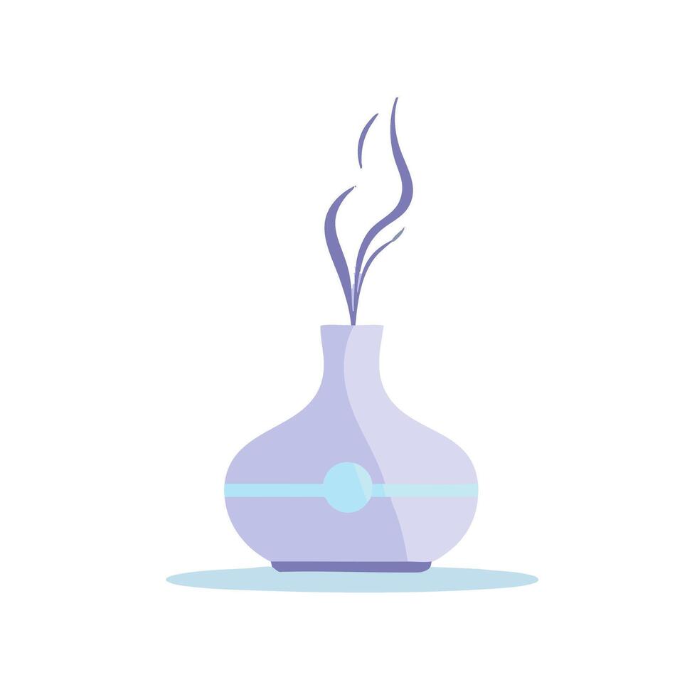 Essential oil diffuser lavender silhouette light blue accent detail flat minimal bold silhouette health wellness vector