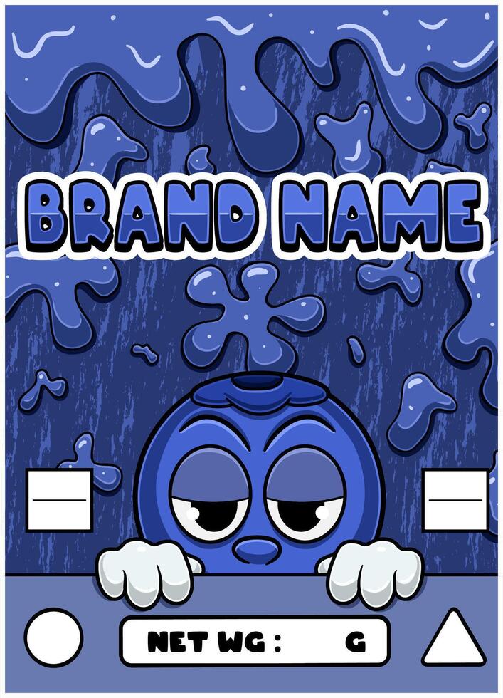 Blueberry Strain Cartoon with Slime Background. vector