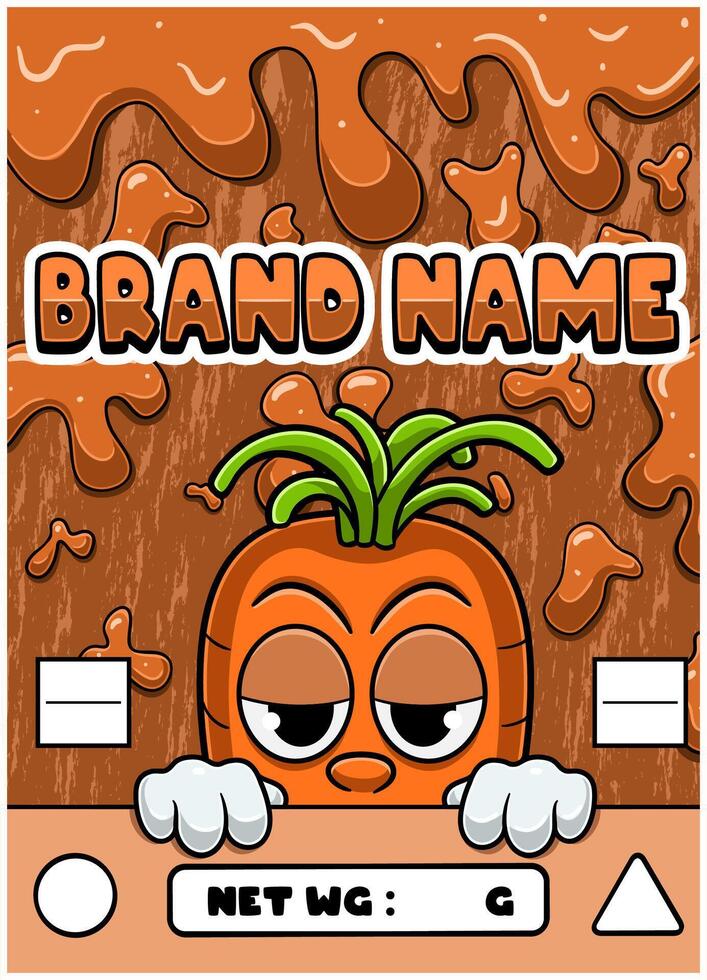 Carrot Strain Cartoon with Slime Background. vector
