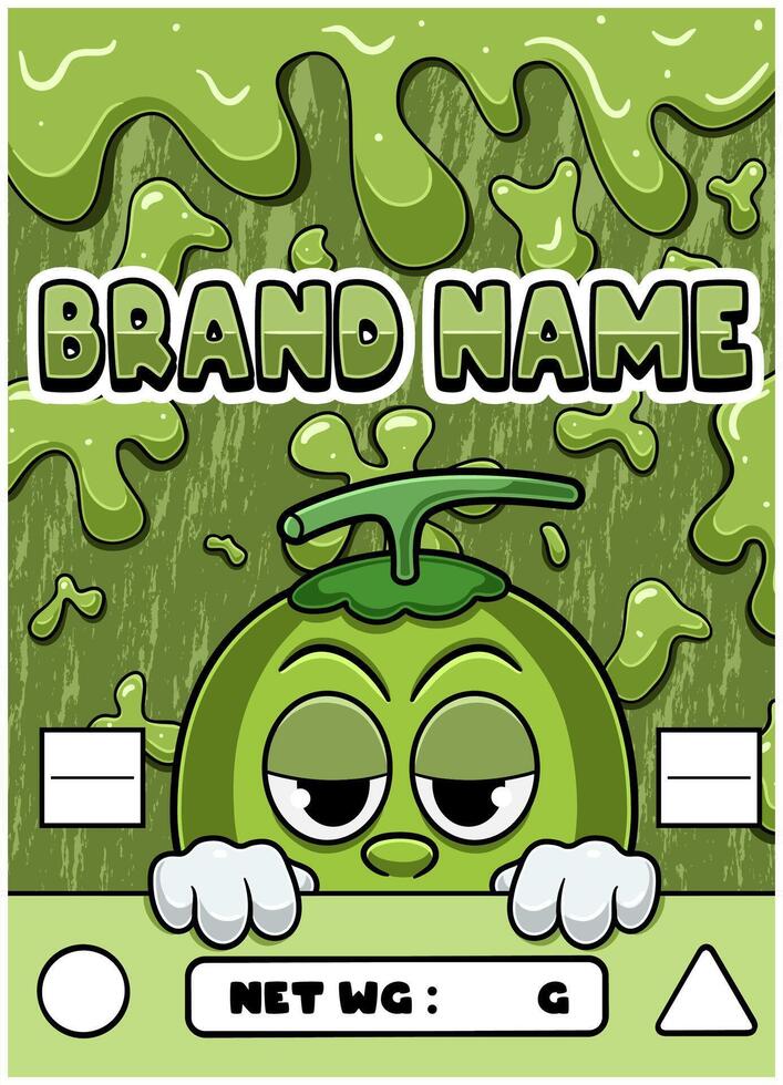 Coconut Strain Cartoon with Slime Background. vector