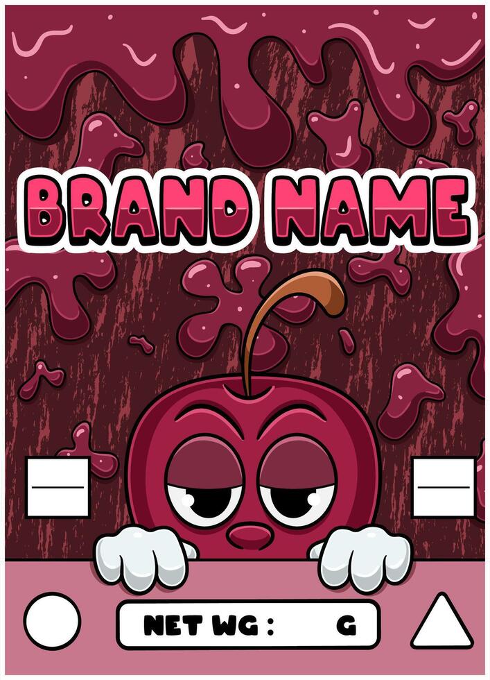 Cherry Strain Cartoon with Slime Background vector