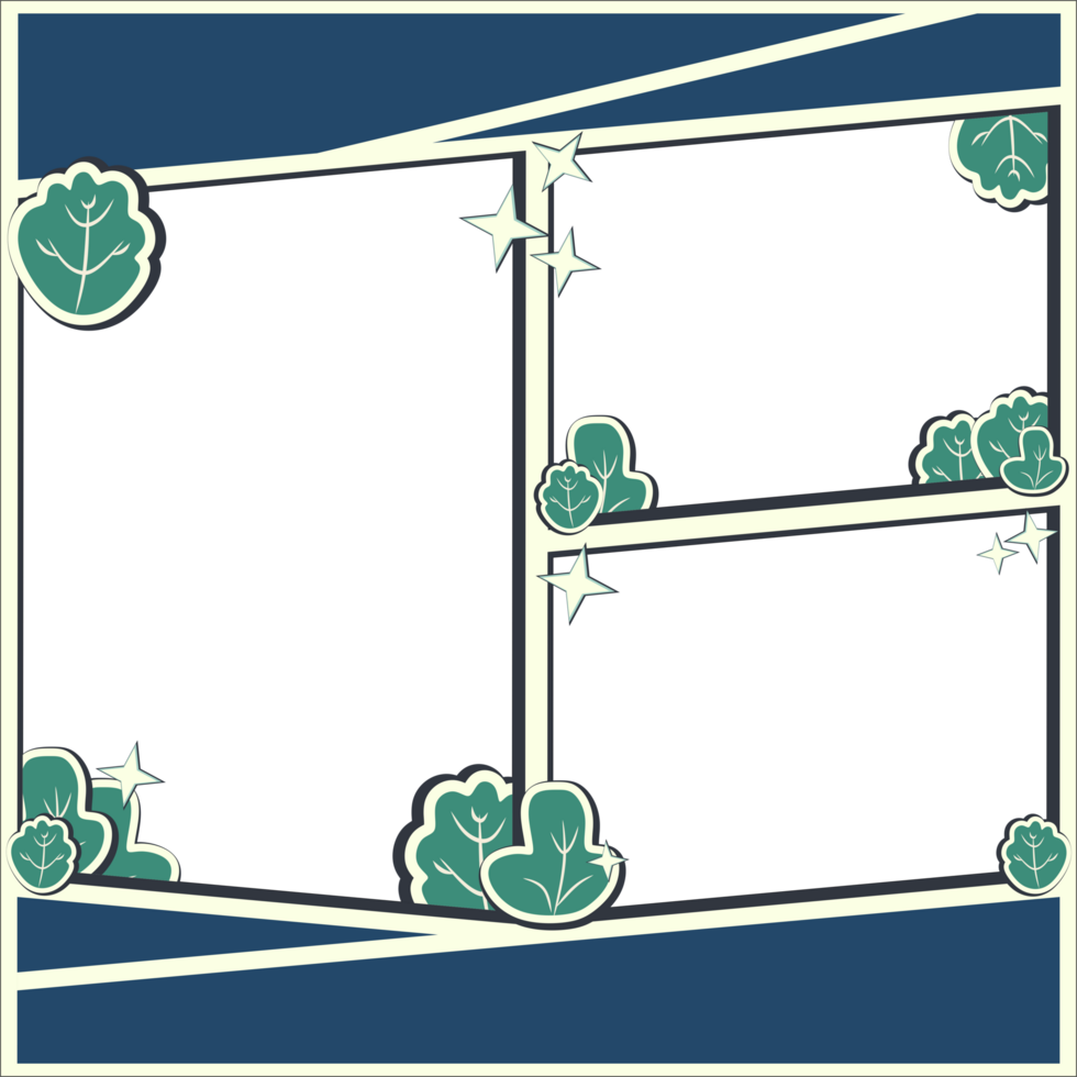 a green frame with leaves and a border png
