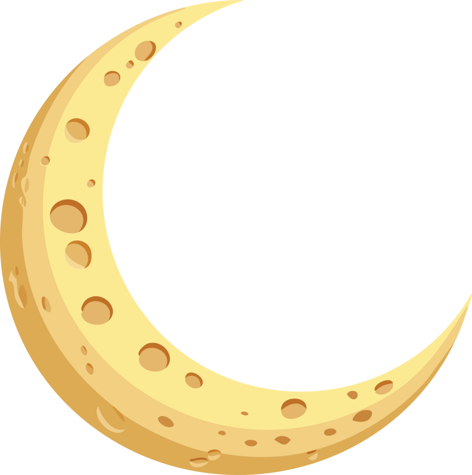 Crescent moon cartoon, space themed, children's books and astronomy png