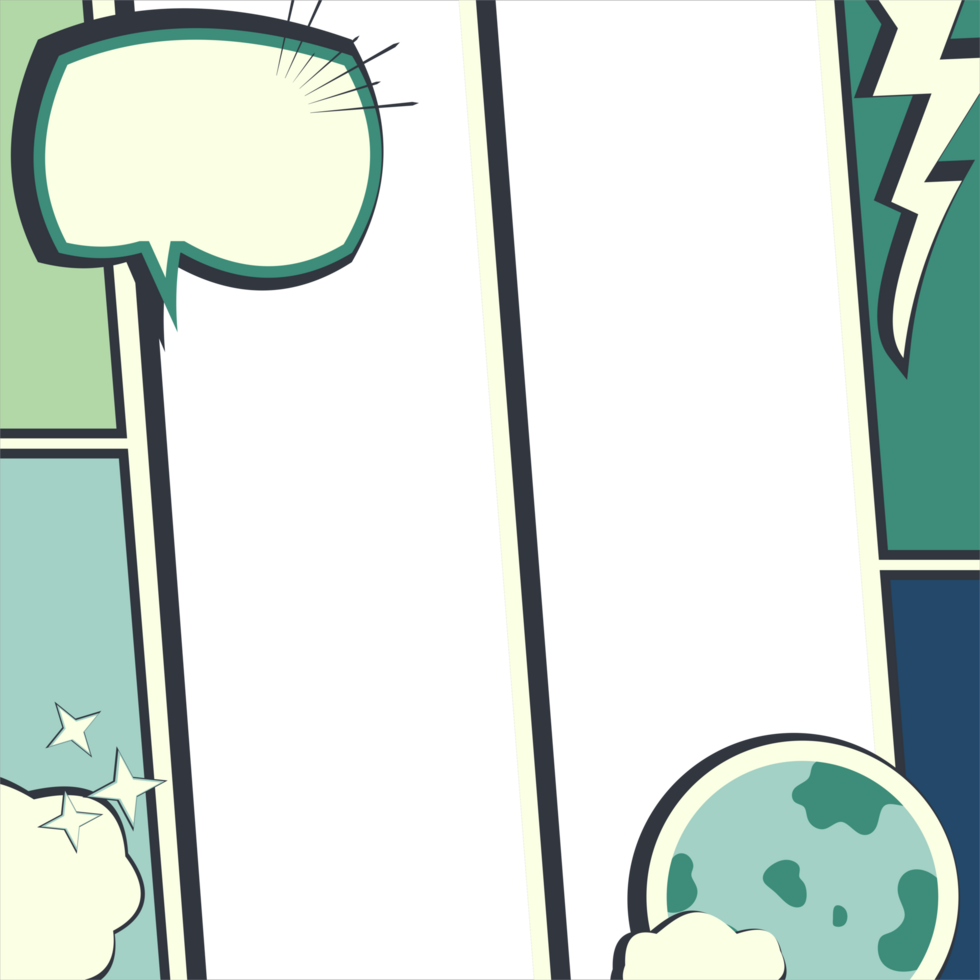 comic book template with speech bubbles, globe and earth, eco friendly png