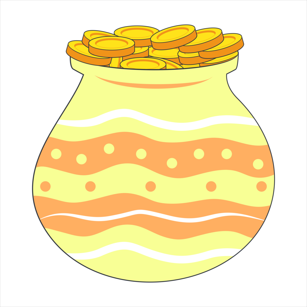 golden pot icon, cartoon style png