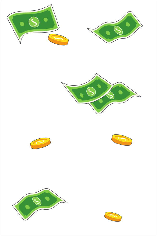 Explosion of money on isolated transparent background. png