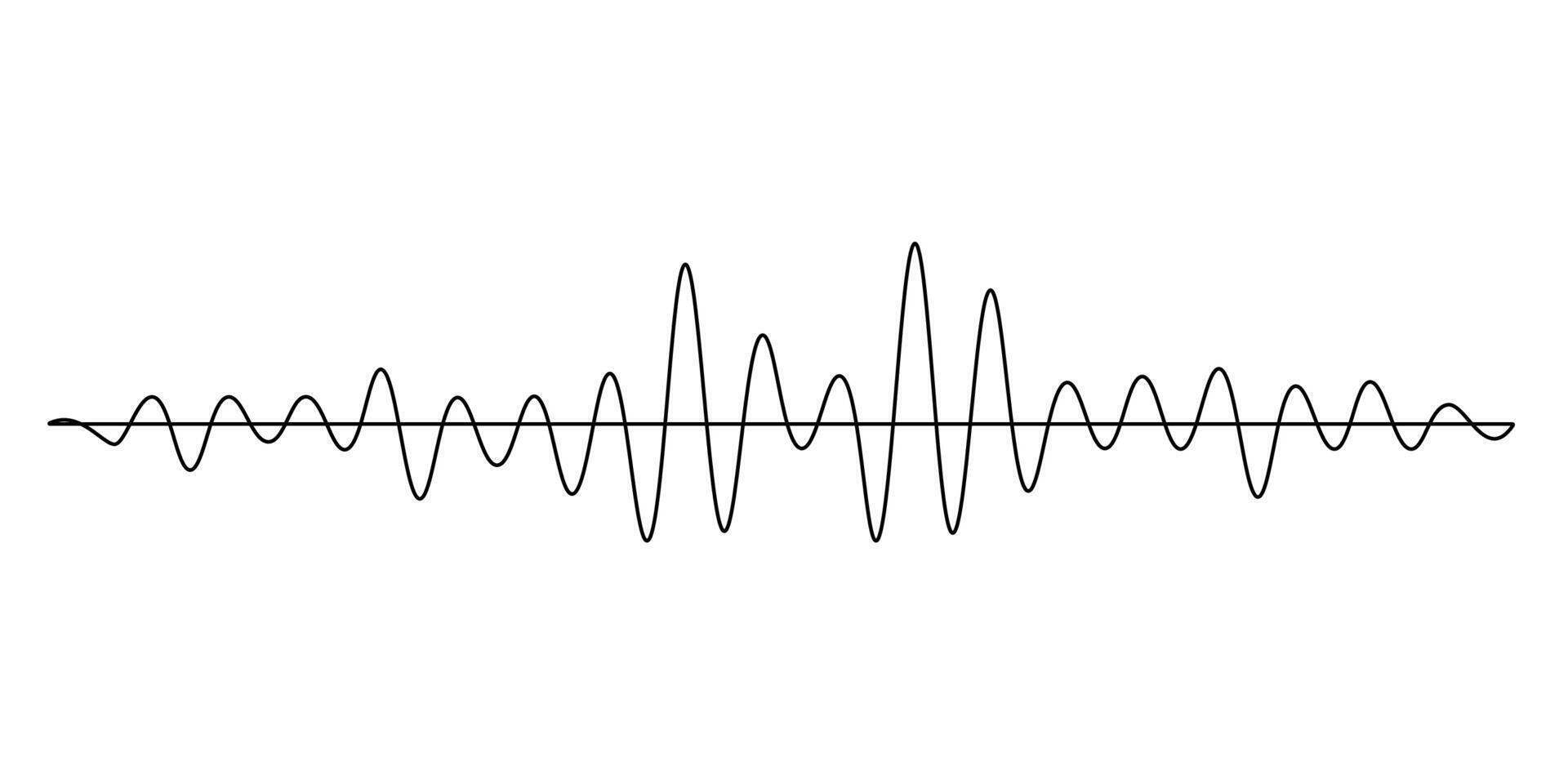 Sound line wave music audio icon one art voice continuous hand. Wave podcast line sound soundwave noise sketch drawn drawing doodle outline recording frequency vocal waveform microphone background vector