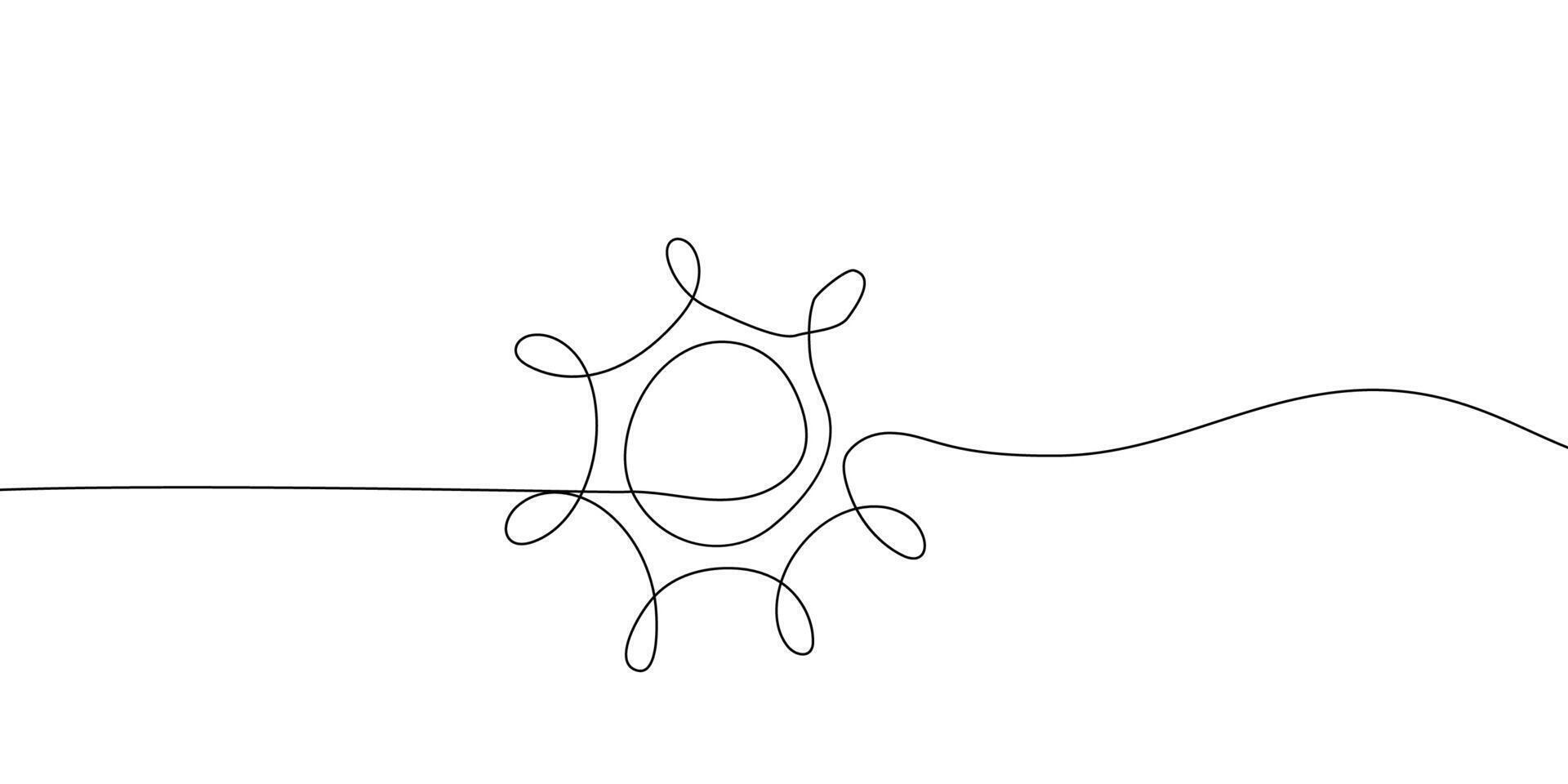 line sun art continuous one summer outline draw linear sunrise. drawing line sun weather cloud solar sunshine rain beach energy sky sunset stroke illustration graphic drawn hand sketch abstract vector