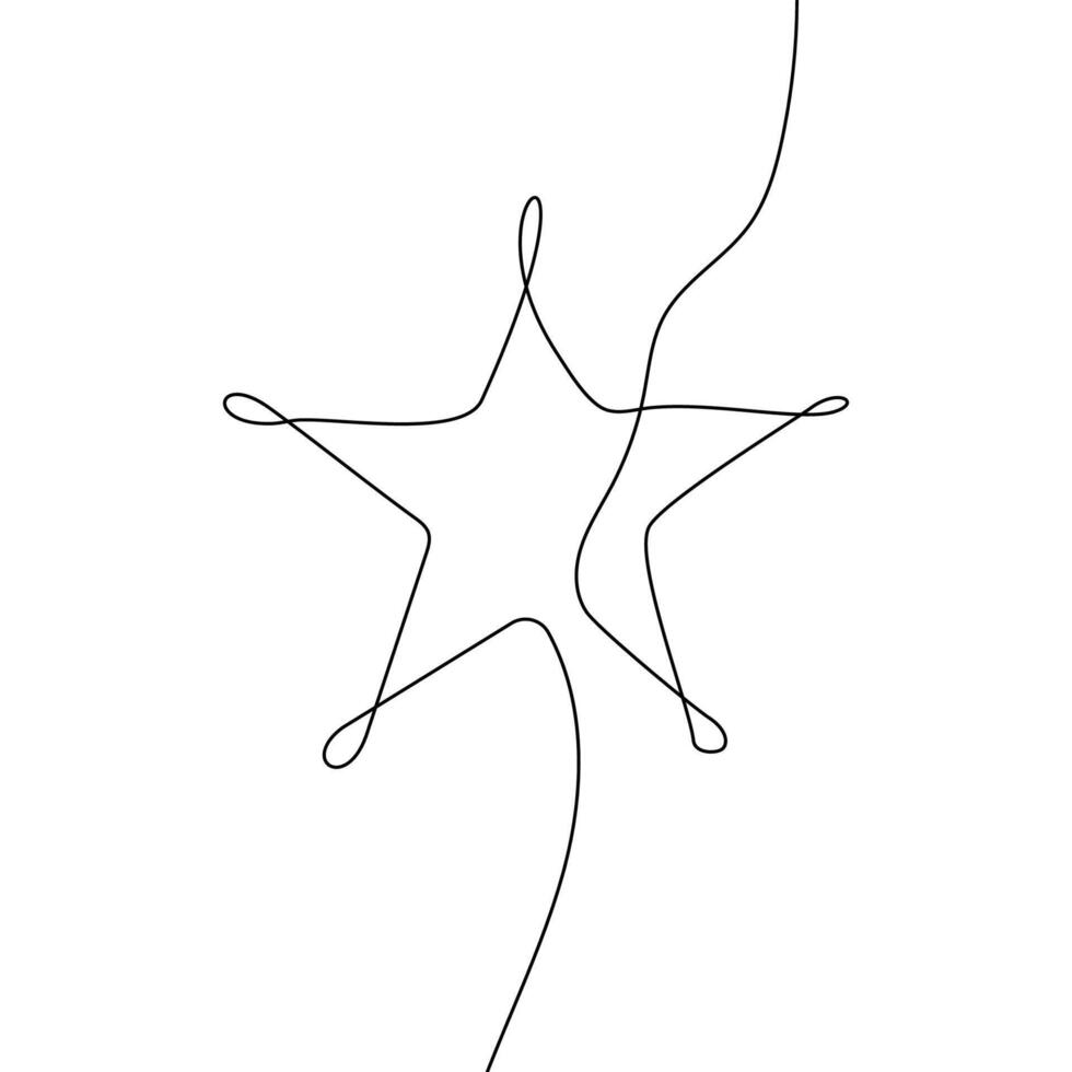 line star one art icon continuous illustration single doodle. 5 line star outline sea award linear beach divider fish excellent life sketch border flourish customer summer starfish frame simple vector