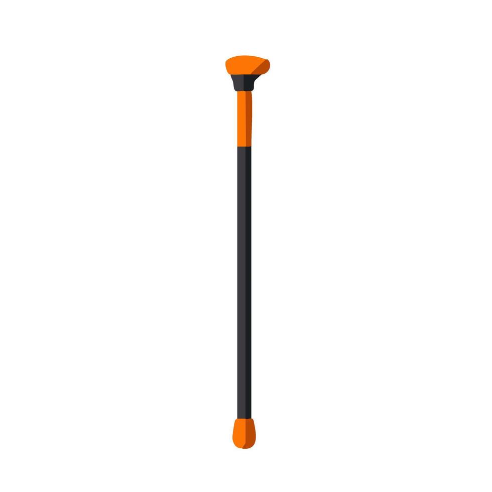Walking stick illustrated a dark gray bold flat minimal silhouette with orange accents symbolizing mobility aid and health support in simple style vector