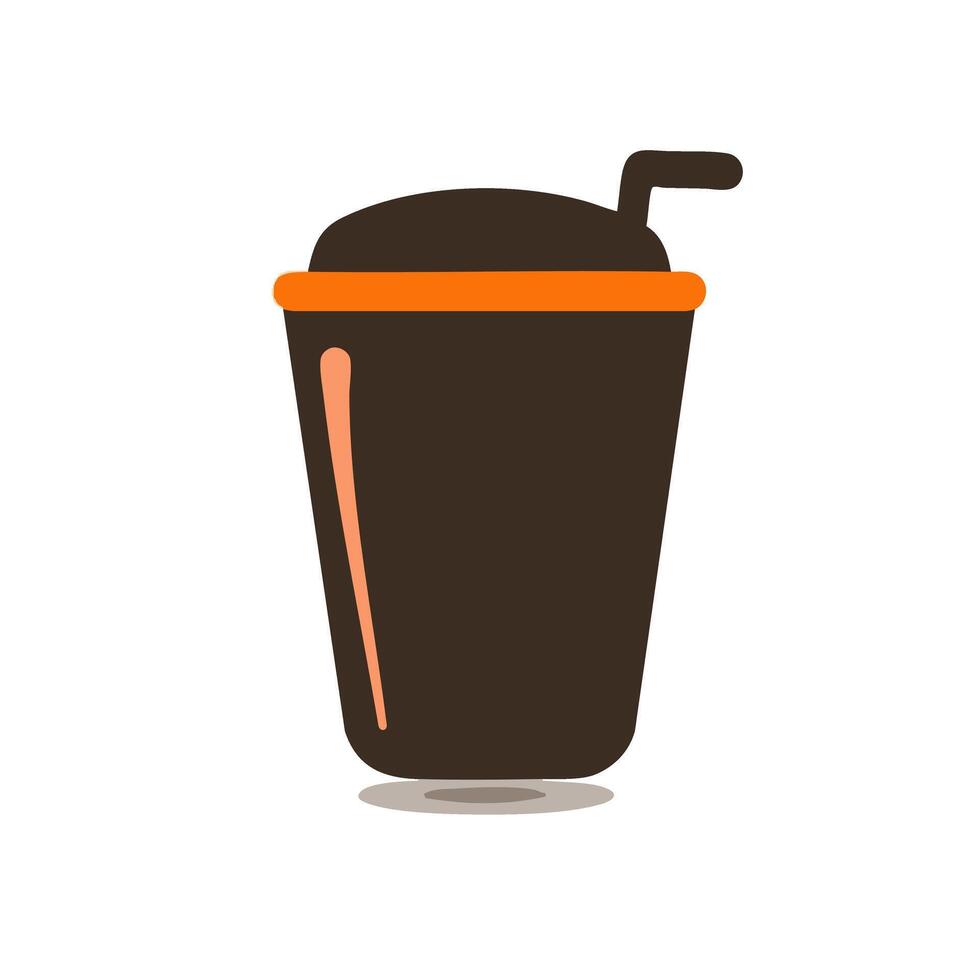 Minimal protein shake cup dark brown silhouette bright orange accent fitness and nutrition design vector