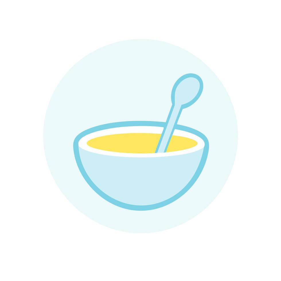 Healthy smoothie bowl rendered a light blue flat bold silhouette with yellow accents illustrating nutritious food and wellness lifestyle in minimal style vector