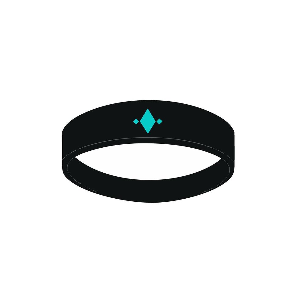 Wellness bracelet rendered black minimal bold silhouette with turquoise accent symbolizing health tracking accessories in a sleek modern style vector