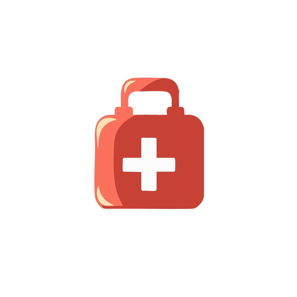 Symbol of medical first aid kit red silhouette with a white cross accent detail health wellness vector