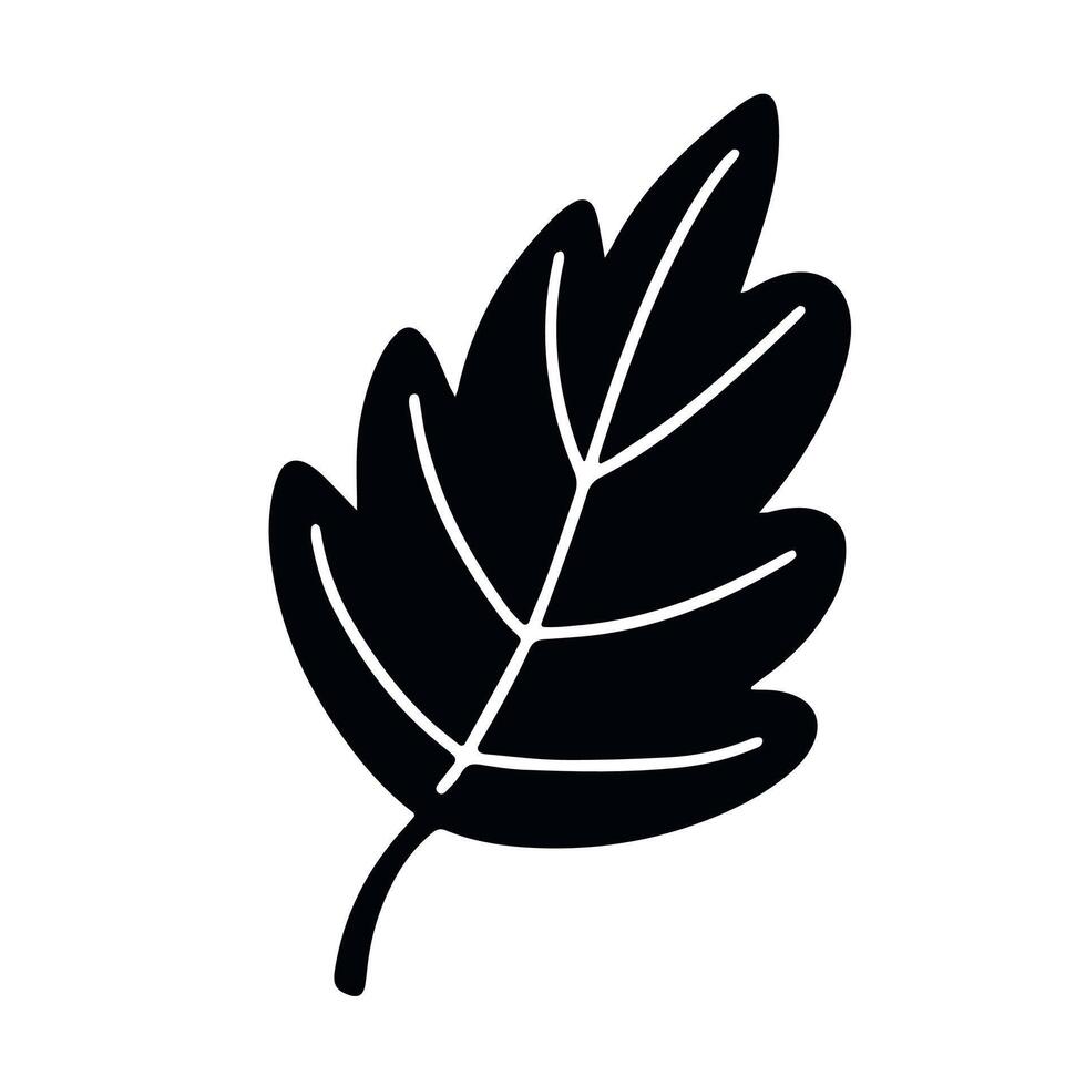 Hand-drawn leaf silhouette in casual doodle style, providing clean and organic feel for logos, stationery and decorative designs vector