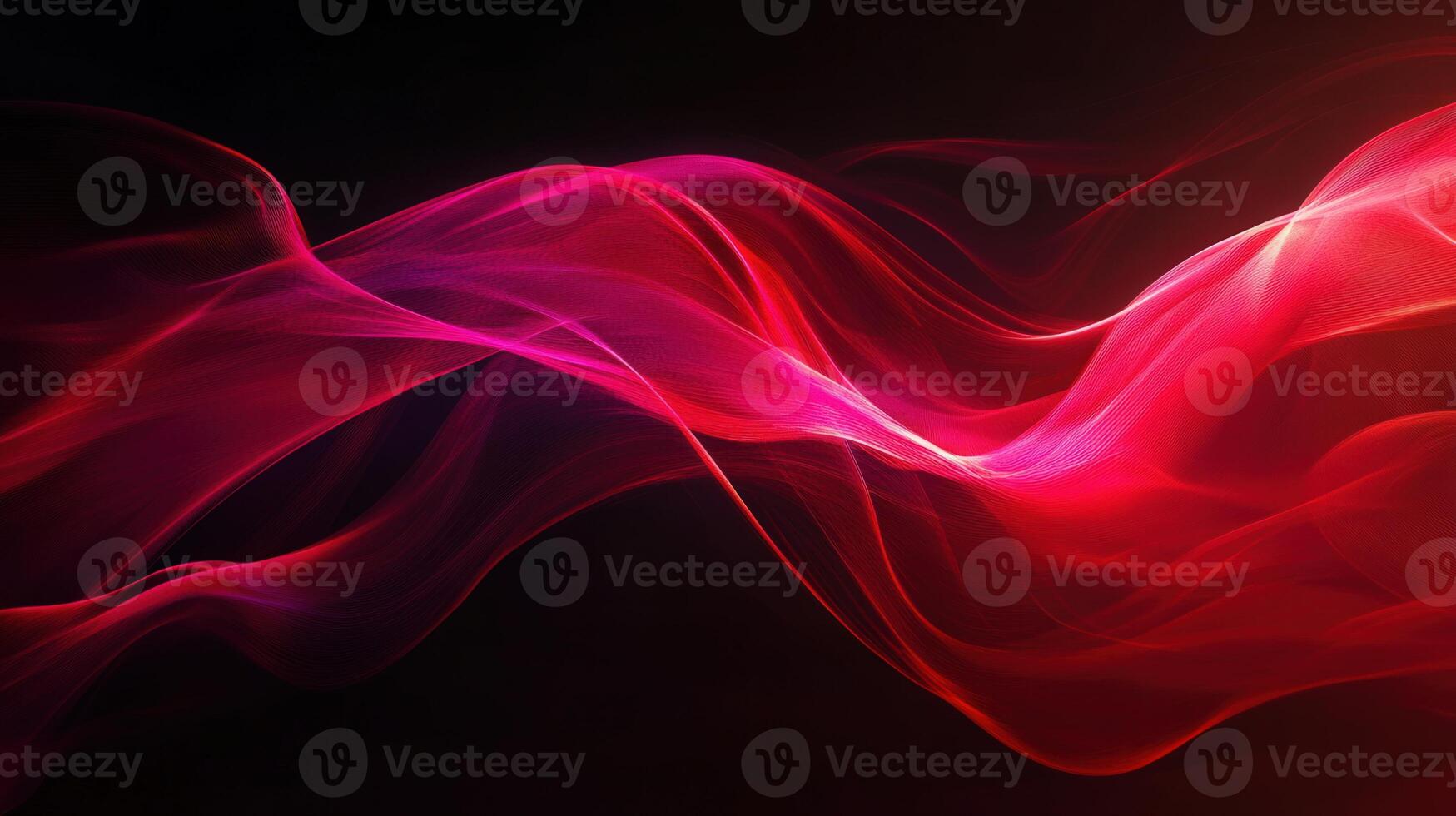 Beautiful and vivid waves of red and magenta light dance across a dark background. photo