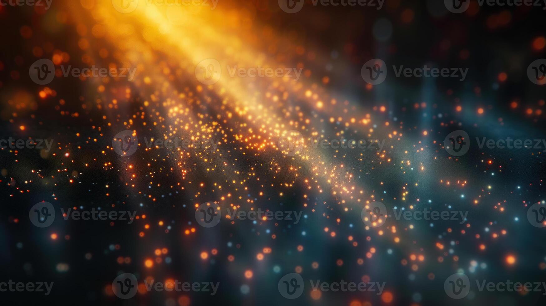Captivating abstract composition with vibrant light and floating luminous particles in space. photo